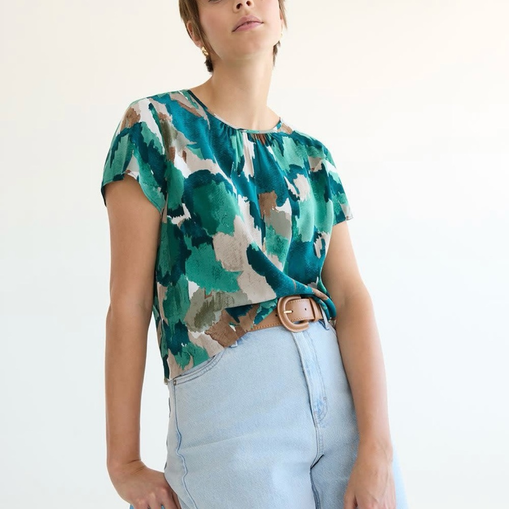 REITMANS Stylish Green Patterned Women's Top